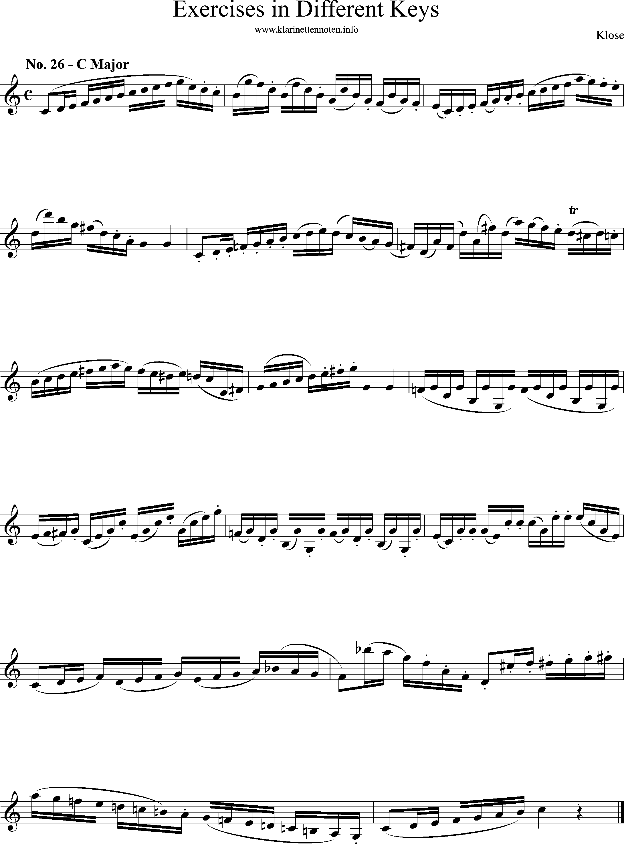 Exercises in Differewnt Keys, klose, No-26, C-Major